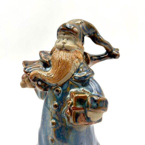 Handmade Glazed Stoneware Old World Santa Figurine 7" - Picture 7 of 8